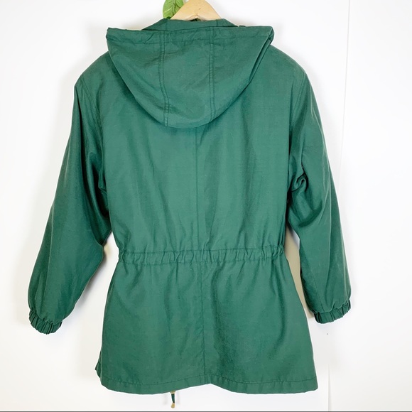 GALLERY -Green Utility Coat Cinched Waist Zip Up M - Picture 7 of 8